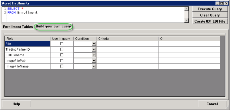 Stored Enrollments_build your own query