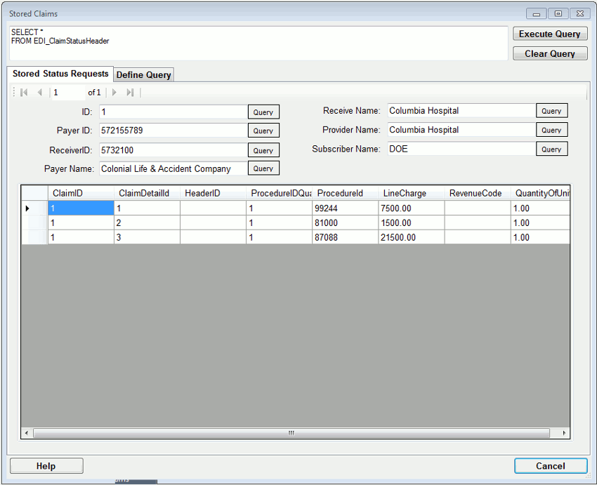 Accessing stored Claim Status requests