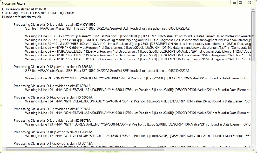 With the optional compliance engine you have every claim for export tested for HIPAA EDI Compliance. You even have the option to withhold individual claims that don't pass the compliance check