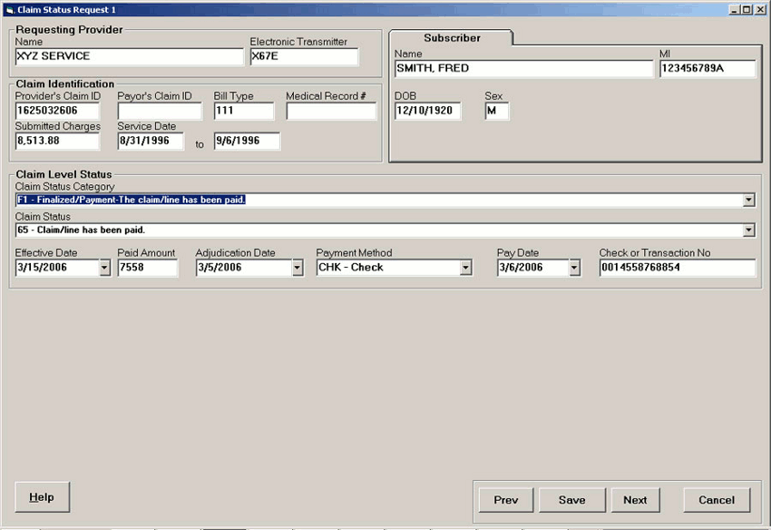 The 277 response file can be displayed in a printable report for easy understanding. This report can also be printed and used as an EOP. Features included with basic module: